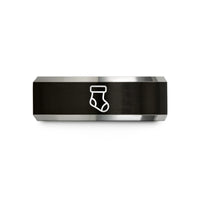 unique anniversary presents – black & silver tungsten stocking wedding band