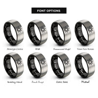font options for inside engraving on black & gray 10 pointed star rings