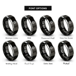 font options for inside engraving on black & grey 10 pointed star rings
