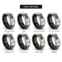 font options for inside engraving on black & silver 10 pointed star rings