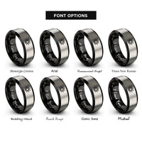 font options for inside engraving on black & silver 10 pointed star rings