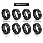 font options for inside engraving on black 10 pointed star rings