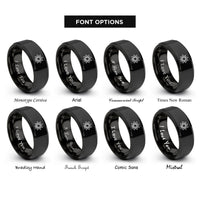 font options for inside engraving on black 10 pointed star rings