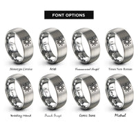 font options for inside engraving on grey 10 pointed star rings