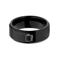unique jewelry for him – black tungsten clipboard pen wedding band