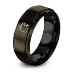 gunmetal & black tungsten clipboard pen ring