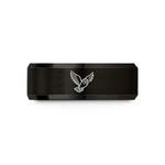 personalized jewelry for her – black tungsten owl flight wedding band