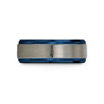 women's anniversary bands – black & blue & gray tungsten handstand push up wedding band