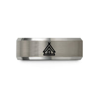 anniversary bands for couples – black & gray tungsten tent badge wedding band