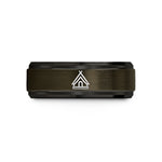 women’s wedding band – gunmetal & black tungsten tent badge wedding band