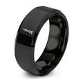 Oriental Pearl Tower – Tungsten Wedding Band, 8 mm, Black Comfort-Fit Unisex
