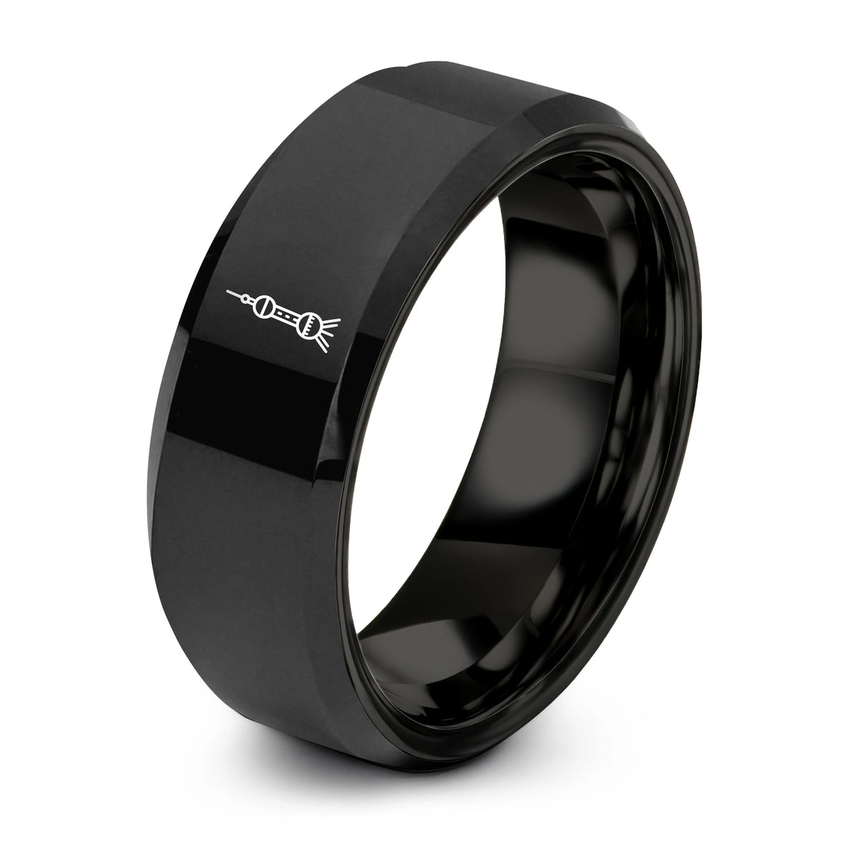 10 Year Anniversary Rings for Wife – black tungsten oriental pearl tower ring