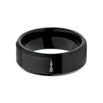 tungsten wedding band set – black tungsten oriental pearl tower wedding band