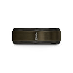 unique wedding bands online – gunmetal & black tungsten oriental pearl tower wedding band