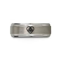 unique couple anniversary presents – grey tungsten sacred heart wedding band