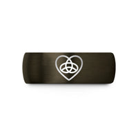 tungsten bands for couples – gunmetal & black tungsten sacred heart wedding band