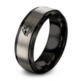 River Peaks – Tungsten Wedding Band, 8 mm, Silver, Black Comfort-Fit Unisex