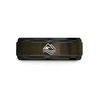 anniversary present for men – gunmetal & black tungsten river peaks wedding band