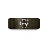 mens wedding bands plain – gunmetal & black tungsten slipmat turntable platter wedding band