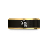 couple anniversary present ideas – black & gold tungsten cold air intake wedding band