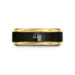 unique couple rings ideas – black & gold tungsten cold air intake wedding band