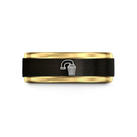 unique couple rings ideas – black & gold tungsten cold air intake wedding band