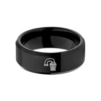unique couple rings ideas – black tungsten cold air intake wedding band