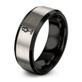 Mic Stand – Tungsten Wedding Band, 8 mm, Black, Silver Comfort-Fit Unisex