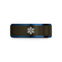 personalized couple present ideas – gunmetal & blue tungsten snowflake wedding band