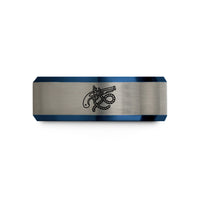 special presents for wife – black & blue & grey tungsten flintlock pistol rope wedding band