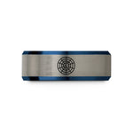 unique anniversary present ideas – blue & silver tungsten north pole projection wedding band