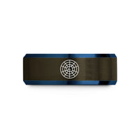 unique anniversary present ideas – gunmetal & blue tungsten north pole projection wedding band