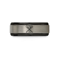 anniversary presents for couples – black & blue & grey tungsten oars crossed pair wedding band