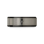 anniversary ring for couples – black & silver tungsten pastry bag wedding band