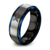 Swords Skull – Tungsten Wedding Band, 8 mm, Black, Gray Comfort-Fit Unisex