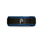 anniversary ring sets match – black & blue tungsten candy cane stripes wedding band