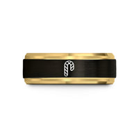 couples titanium rings unique – black & gold tungsten candy cane stripes wedding band