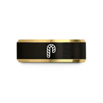 anniversary ring sets match – black & gold tungsten candy cane stripes wedding band