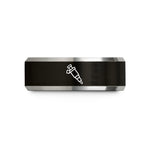 tungsten wedding band design – black & grey tungsten fuel injector wedding band