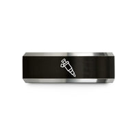 tungsten wedding band design – black & grey tungsten fuel injector wedding band