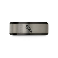 tungsten wedding band design – black & grey tungsten fuel injector wedding band