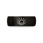 unique wedding anniversary presents – black & rose gold tungsten sunrise rays wedding band