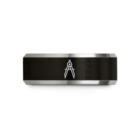 anniversary presents for him – black & grey tungsten drafting compass wedding band