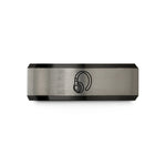 custom rings for him – black & grey tungsten over ear headphones wedding band
