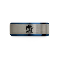 presents for men wedding – black & blue & grey tungsten tiger wedding band