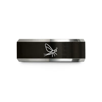 anniversary rings for her – black & grey tungsten mayfly wedding band