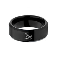 unique wedding bands women – black tungsten mayfly wedding band