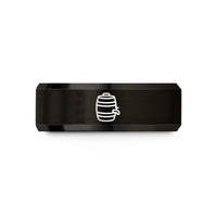 personalized rings for couples – black tungsten beer keg wedding band