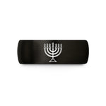 personalized couple anniversary rings – black tungsten nine branch menorah wedding band