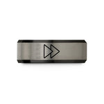 comfort fit rings men – black & gray tungsten fast forward wedding band
